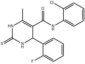 N-(2-chlorophenyl)-4-(2-fluorophenyl)-6-methyl-2-thioxo-1,2,3,4-tetrahydropyrimidine-5-carboxamide Struktur