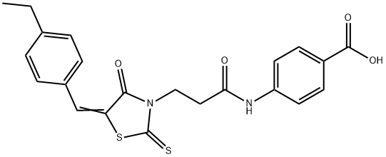 (Z)-4-(3-(5-(4-ethylbenzylidene)-4-oxo-2-thioxothiazolidin-3-yl)propanamido)benzoic acid Struktur