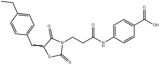 (Z)-4-(3-(5-(4-ethylbenzylidene)-4-oxo-2-thioxothiazolidin-3-yl)propanamido)benzoic acid Structure