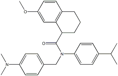 N-[[4-(dimethylamino)phenyl]methyl]-7-methoxy-N-(4-propan-2-ylphenyl)-1,2,3,4-tetrahydronaphthalene-1-carboxamide Struktur