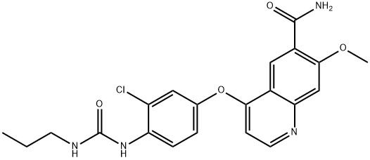 4-[3-chloro-4-(propylcarbamoylamino)phenoxy]-7-methoxyquinoline-6-carboxamide 化学構造式