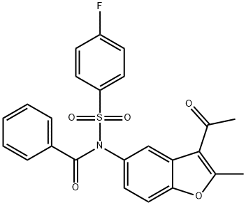 N-(3-acetyl-2-methylbenzofuran-5-yl)-N-((4-fluorophenyl)sulfonyl)benzamide Structure