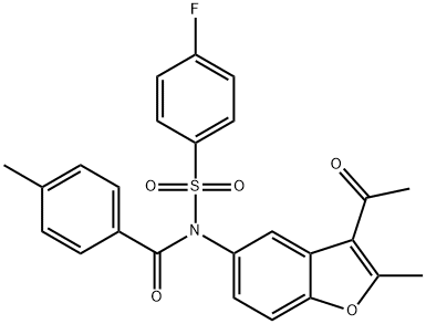 N-(3-acetyl-2-methylbenzofuran-5-yl)-N-((4-fluorophenyl)sulfonyl)-4-methylbenzamide Structure