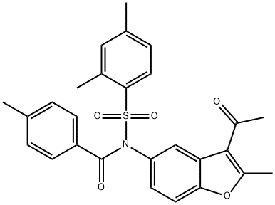 N-(3-acetyl-2-methylbenzofuran-5-yl)-N-((2,4-dimethylphenyl)sulfonyl)-4-methylbenzamide Structure