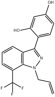 1,3-Benzenediol, 4-[1-(2-propenyl)-7-(trifluoromethyl)-1H-indazol-3-yl]- Structure