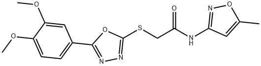 2-((5-(3,4-dimethoxyphenyl)-1,3,4-oxadiazol-2-yl)thio)-N-(5-methylisoxazol-3-yl)acetamide Struktur