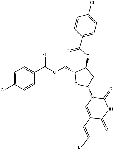 Uridine, 5-(2-bromoethenyl)-2'-deoxy-, 3',5'-bis(4-chlorobenzoate), (E)- 化学構造式