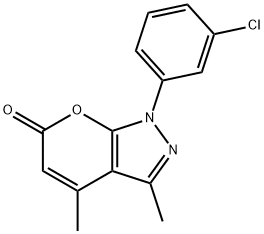 1-(3-CHLOROPHENYL)-3,4-DIMETHYLPYRANO[2,3-C]PYRAZOLE-6(1H)-ONE, 96138-46-4, 结构式