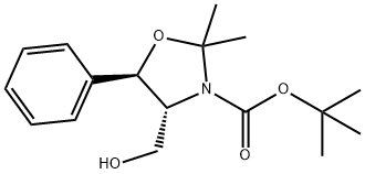 tert-butyl(4R,5R)-4-(hydroxymethyl)-2,2-dimethyl-5-phenyloxazolidine-3-carboxylate Struktur