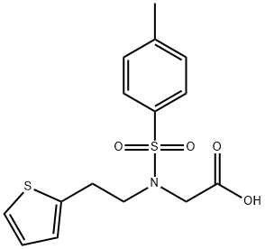 2-{N-[2-(thiophen-2-yl)ethyl]4-methylbenzenesulfonamido}acetic acid Struktur