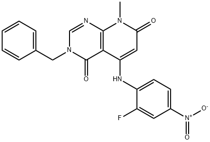 3-BENZYL-5-(2-FLUORO-4-NITROPHENYLAMINO)-8-METHYLPYRIDO[2,3-D]PYRIMIDINE-4,7(3H,8H)-DIONE Structure
