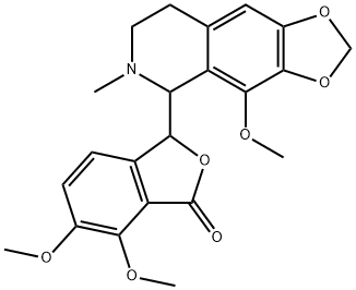 6,7-二甲氧基-3-(4-甲氧基-6-甲基-5,6,7,8-四氢 - [1,3]二氧杂环戊烯并[4,5-G]异喹啉-5-基)-3H-异苯并呋喃 -1-酮,10421-76-8,结构式