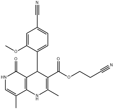 2-cyanoethyl 4-(4-cyano-2-methoxyphenyl)-2,8-dimethyl-5-oxo-1,4,5,6-tetrahydro-1,6-naphthyridine-3-carboxylate Struktur
