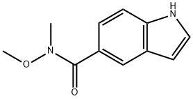 N-METHOXY-N-METHYL-1H-INDOLE-5-CARBOXAMIDE, 1H-INDOLE-5-CARBOXYLIC ACID METHOXY-METHYL-AMIDE, 1056442-76-2, 结构式