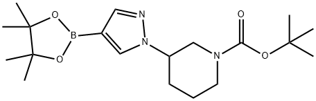 tert-butyl 3-[4-(tetramethyl-1,3,2-dioxaborolan-2-yl)-1H-pyrazol-1-yl]piperidine-1-carboxylate Structure