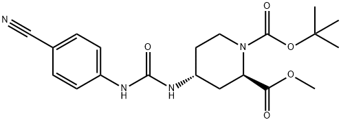 1-(tert-butyl) 2-methyl (2R,4R)-4-(3-(4-cyanophenyl)ureido)piperidine-1,2-dicarboxylate Struktur