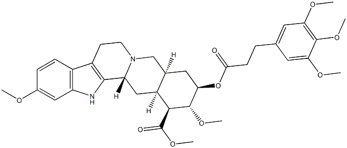 Yohimban-16-carboxylicacid, 11,17-dimethoxy-18-[1-oxo-3-(3,4,5-trimethoxyphenyl)propoxy]-, methylester, (3b,16b,17a,18b,20a)- (9CI) Structure