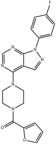 (4-(1-(4-fluorophenyl)-1H-pyrazolo[3,4-d]pyrimidin-4-yl)piperazin-1-yl)(furan-2-yl)methanone Structure