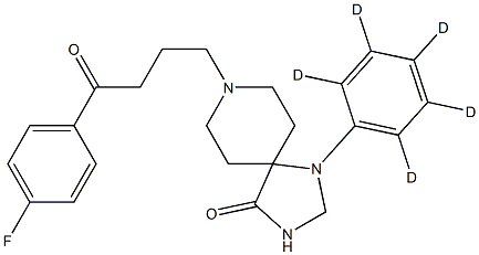 8-[4-(4-fluorophenyl)-4-oxobutyl]-1-(2,3,4,5,6-pentadeuteriophenyl)-1,3,8-triazaspiro[4.5]decan-4-one 结构式