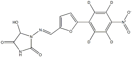 5-hydroxy-1-[(E)-[5-(2,3,5,6-tetradeuterio-4-nitrophenyl)furan-2-yl]methylideneamino]imidazolidine-2,4-dione Struktur