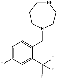 1-{[4-fluoro-2-(trifluoromethyl)phenyl]methyl}-1,4-diazepane Struktur
