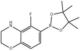 5-氟-6-(4,4,5,5-四甲基-1,3,2-二氧杂硼烷-2-基)-3,4-二氢-2H-苯并[B][1,4]噁嗪, 1256256-02-6, 结构式