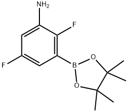 2,5-Difluoro-3-(4,4,5,5-tetramethyl-1,3,2-dioxaborolan-2-yl)aniline, 1269233-00-2, 结构式