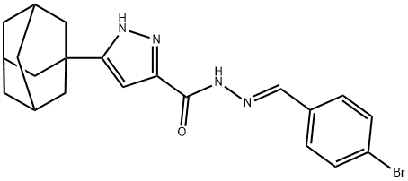 3-((1S,3s)-adamantan-1-yl)-N-((E)-4-bromobenzylidene)-1H-pyrazole-5-carbohydrazide Struktur