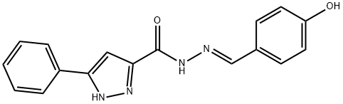 (E)-N-(4-hydroxybenzylidene)-3-phenyl-1H-pyrazole-5-carbohydrazide Struktur