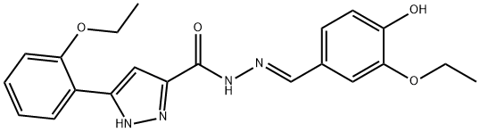 (E)-N-(3-ethoxy-4-hydroxybenzylidene)-3-(2-ethoxyphenyl)-1H-pyrazole-5-carbohydrazide Struktur