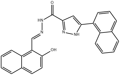 (E)-N-((2-hydroxynaphthalen-1-yl)methylene)-3-(naphthalen-1-yl)-1H-pyrazole-5-carbohydrazide Struktur