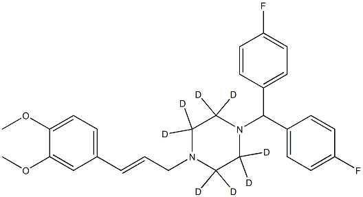 1-[bis(4-fluorophenyl)methyl]-2,2,3,3,5,5,6,6-octadeuterio-4-[3-(3,4-dimethoxyphenyl)prop-2-enyl]piperazine 化学構造式