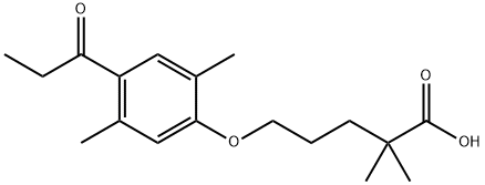 5-(2,5-dimethyl-4-propanoylphenoxy)-2,2-dimethylpentanoic acid Struktur