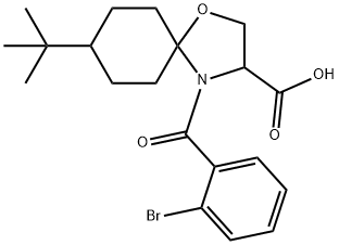 4-(2-bromobenzoyl)-8-tert-butyl-1-oxa-4-azaspiro[4.5]decane-3-carboxylic acid Struktur