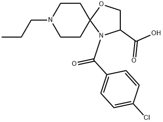 4-(4-クロロベンゾイル)-8-プロピル-1-オキサ-4,8-ジアザスピロ[4.5]デカン-3-カルボン酸 化学構造式