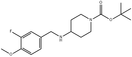 tert-Butyl 4-(3-fluoro-4-methoxybenzylamino)piperidine-1-carboxylate Struktur