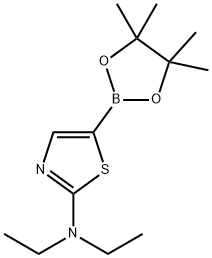 N,N-二乙基-5-(4,4,5,5-四甲基-1,3,2-二氧硼杂环戊烷-2-基)噻唑-2-胺, 1352334-85-0, 结构式