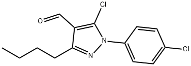 3-ブチル-5-クロロ-1-(4-クロロフェニル)-1H-ピラゾール-4-カルブアルデヒド 化学構造式