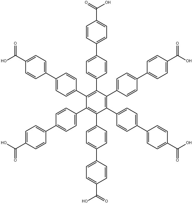 [1,1':4',1'':2'',1''':4''',1''''-Quinquephenyl]-4,4''''-dicarboxylic acid, 3'',4'',5'',6''-tetrakis(4'-carboxy[1,1'-biphenyl]-4-yl)-|1,2,3,4,5,6-六(4″-羧基 联苯基)苯