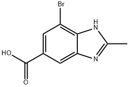 7-Bromo-2-methyl-1H-benzoimidazole-5-carboxylic acid, 1378255-43-6, 结构式
