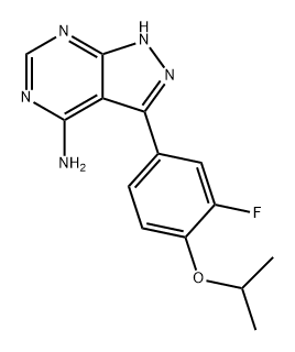 3-(3-fluoro-4-isopropoxyphenyl)-1H-pyrazolo[3,4-d]pyrimidin-4-amine Structure