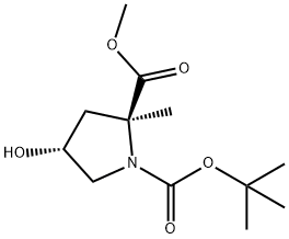 (2S,4R)-l-tert-Butyl 2-methyl 4-hydroxy-2- methylpyrrolidin-l,2-dicarboxylate Structure