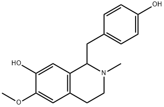 1-[(4-hydroxyphenyl)methyl]-6-methoxy-2-methyl-3,4-dihydro-1H-isoquinolin-7-ol Struktur