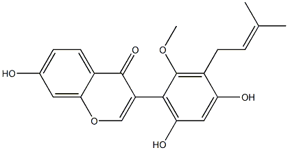 4H-1-Benzopyran-4-one,3-[4,6-dihydroxy-2-methoxy-3-(3-methyl-2-buten-1-yl)phenyl]-7-hydroxy- Structure