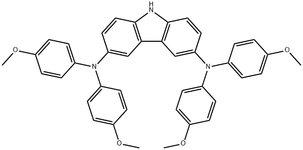 N,N,N',N'-テトラキス(4-メトキシフェニル)-9H-カルバゾール-3,6-ジアミン 化学構造式