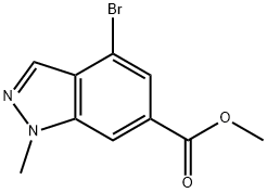 4-ブロモ-1-メチルインダゾール-6-カルボン酸メチル 化学構造式