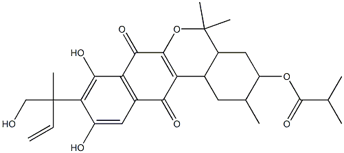 Propanoic acid,2-methyl-,1,3,4,4a,5,7,12,12b-octahydro-8,10-dihydroxy-9-[1-(hydroxymethyl)-1-methyl-2-propenyl]-2,5,5-trimethyl-7,12-dioxo-2H-benzo[d]naphtho[2,3-b]pyran-3-ylester (9CI)|