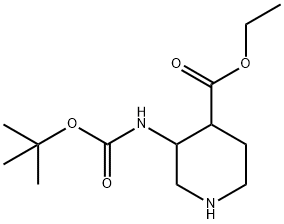 Ethyl 3-({[(2-methyl-2-propanyl)oxy]carbonyl}amino)-4-piperidinecarboxylate Structure