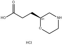 (R)-3-(Morpholin-2-yl)propanoic acid hydrochloride, 1787250-02-5, 结构式