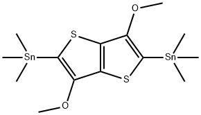 (3,6-dimethoxythieno[3,2-b]thiophene-2,5-diyl)bis(trimethylstannane) Struktur